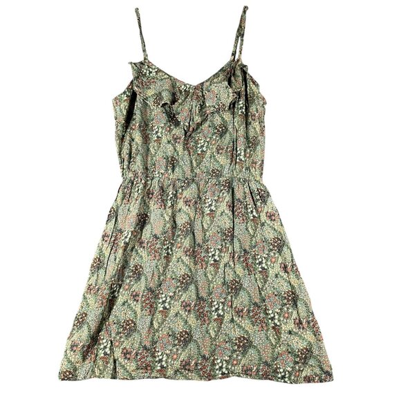 Forever 21 Womens Medium Green Floral Spaghetti Strap Light Summer Dress NWT - Picture 1 of 7